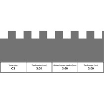 Egaliseerrakel RVS C3 60cm breed met vaste vertanding