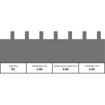 Egaliseerrakel RVS R1 60cm breed met vaste vertanding